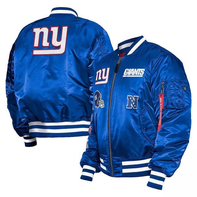 Mens New Era x Alpha Industries Royal New York Giants Reversible Full-Zip Bomber Jacket Product Image