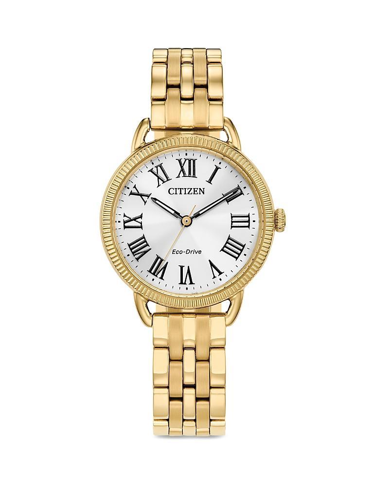 Citizen Womens Classic Coin Edge Three Hand Gold Stainless Steel Bracelet Watch Product Image