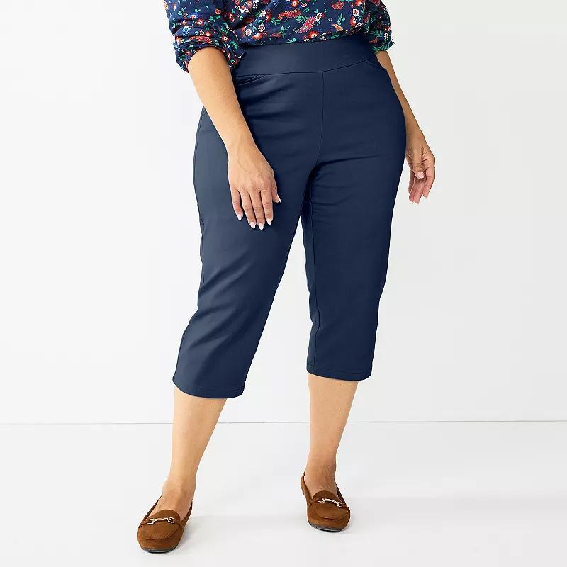 Plus Size Croft & Barrow Effortless Stretch Capri Pants, Womens Blue Product Image