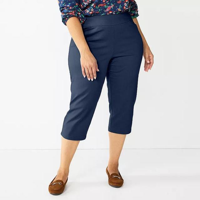 Plus Size Croft & Barrow Effortless Stretch Capri Pants, Womens Blue Product Image