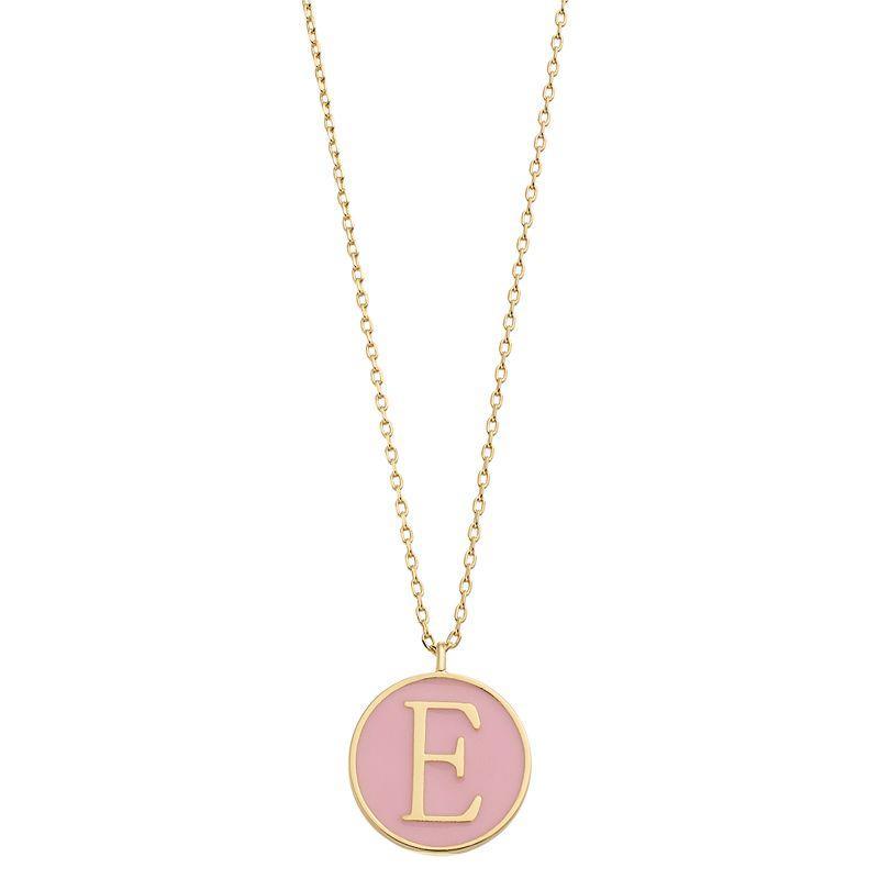 City Luxe Gold Tone Enamel Initial Disc Pendant Necklace, Womens Gold Tone M Product Image