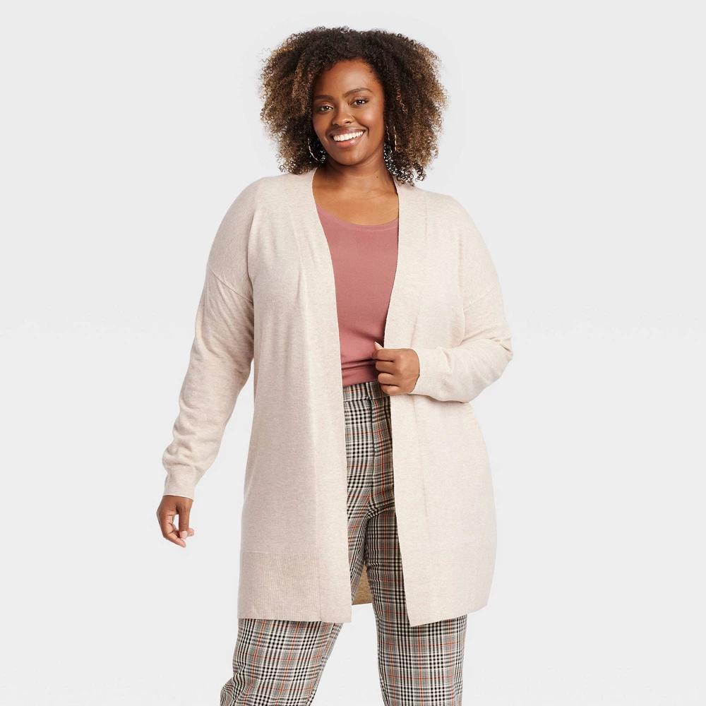 Womens Layering Cardigan - Ava & Viv Oatmeal 1X Product Image