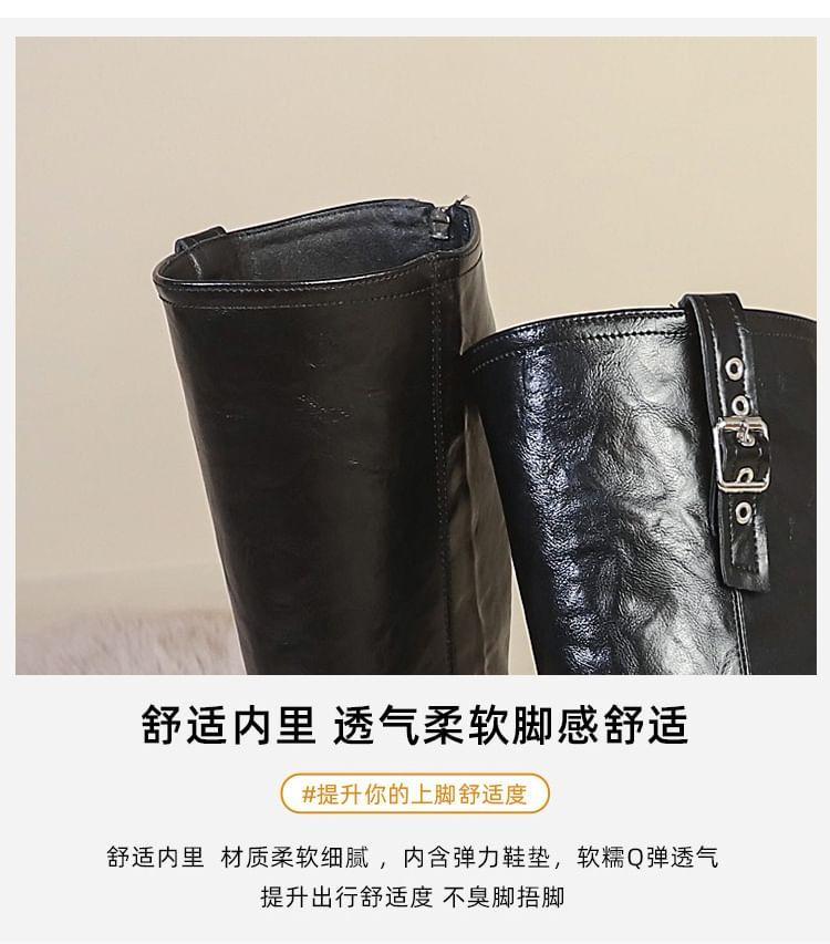 Platform Buckled Knee High Boots Product Image