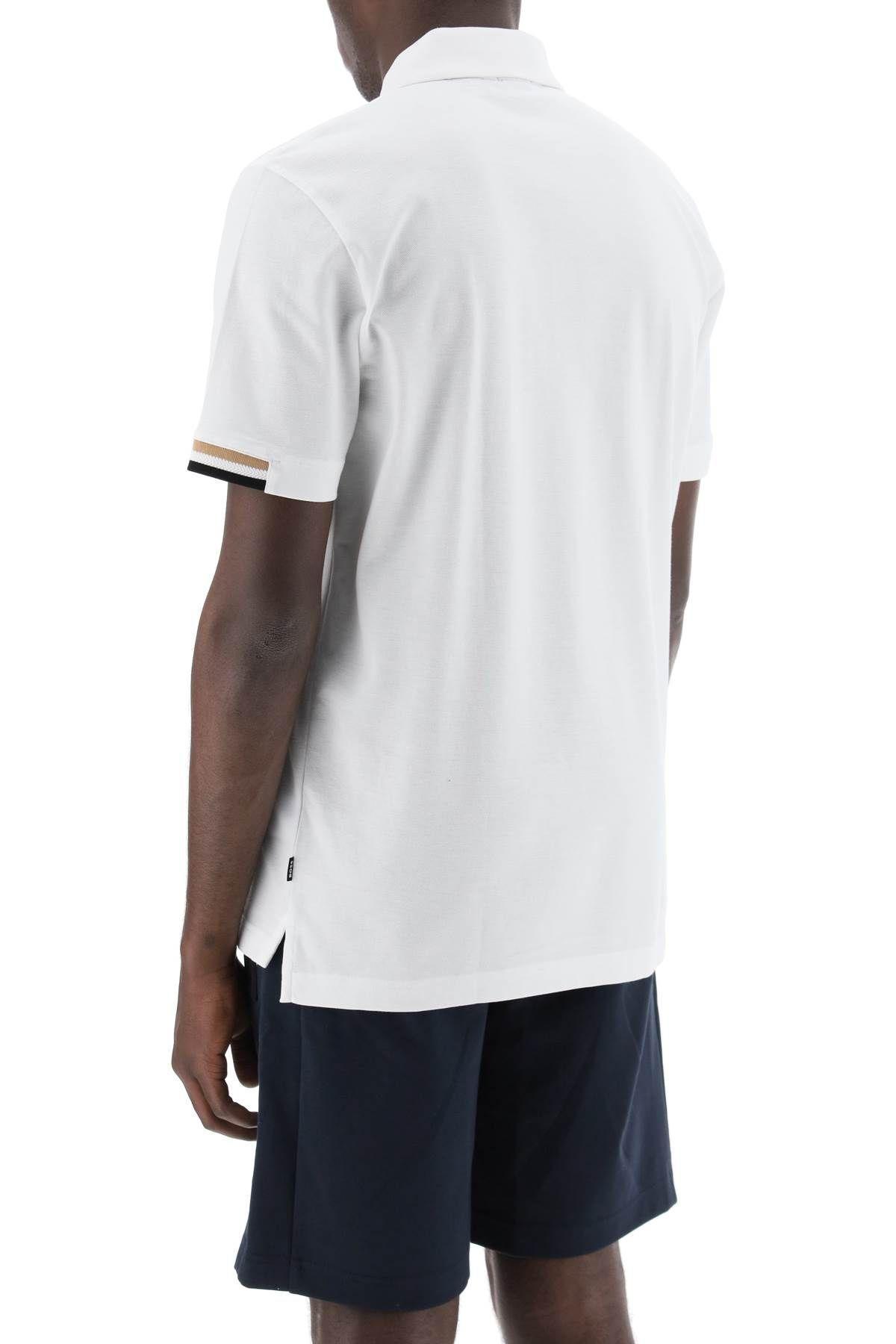 HUGO BOSS Parlay Polo Shirt With Stripe Detail In White Product Image