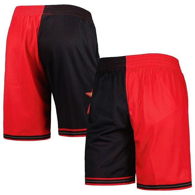 Mens Mitchell & Ness Black/Red Philadelphia 76ers Hardwood Classics 2000 Split Swingman Shorts Product Image