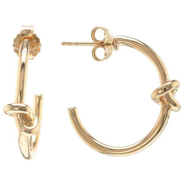 Judy Crowell Sterling Silver High Polish Knotted C-Hoop Earrings, Womens, Gold Tone Product Image