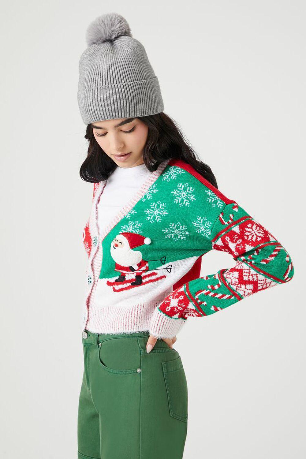 Skiing Santa Cardigan Sweater | Forever 21 Product Image