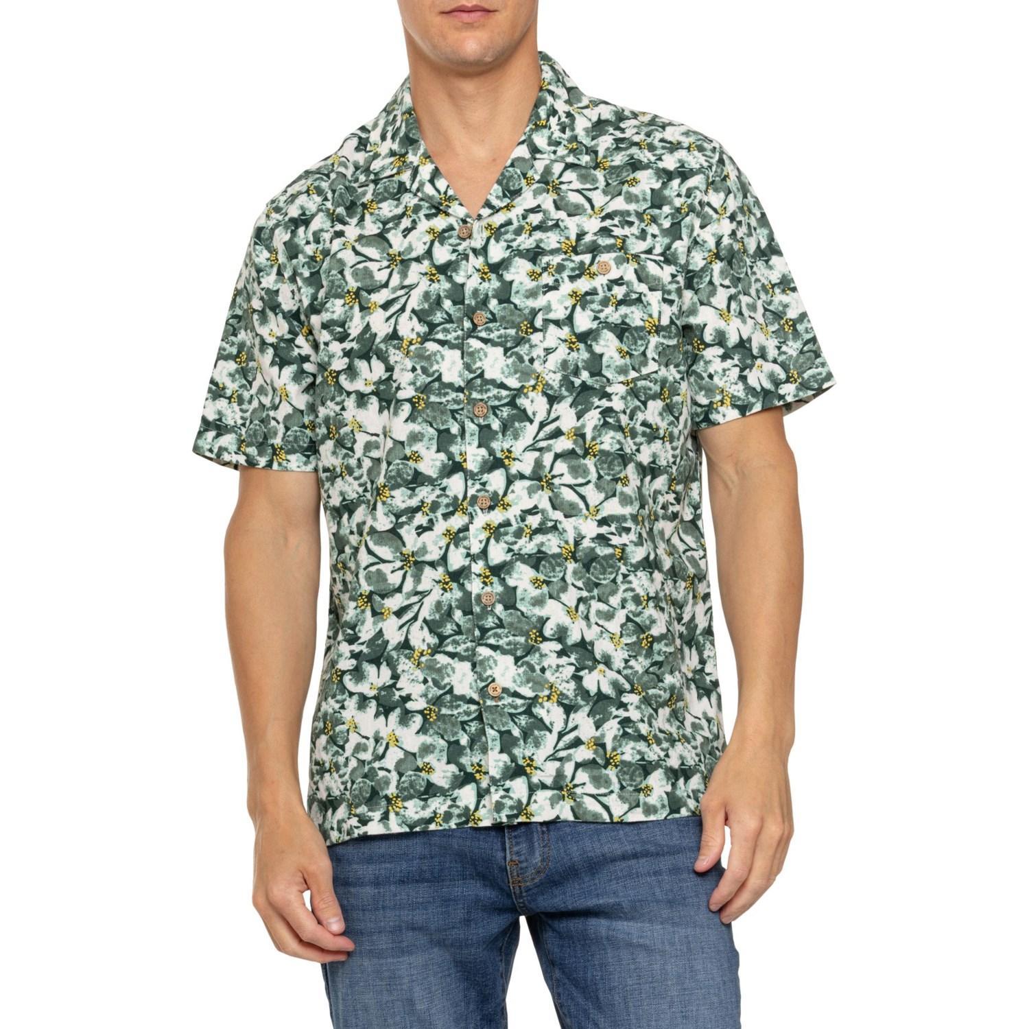 Weatherproof Vintage Floral Print Linen-Rayon Camp Shirt - Short Sleeve Product Image