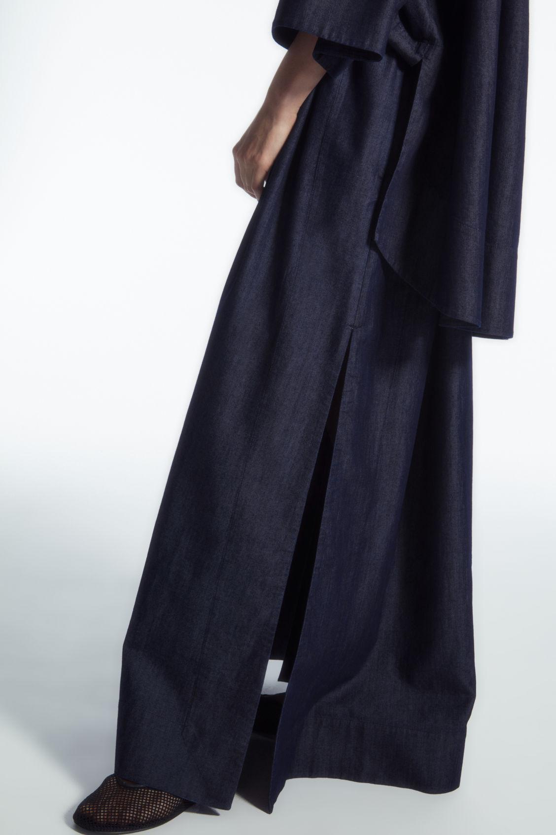 GATHERED DENIM MAXI SKIRT Product Image