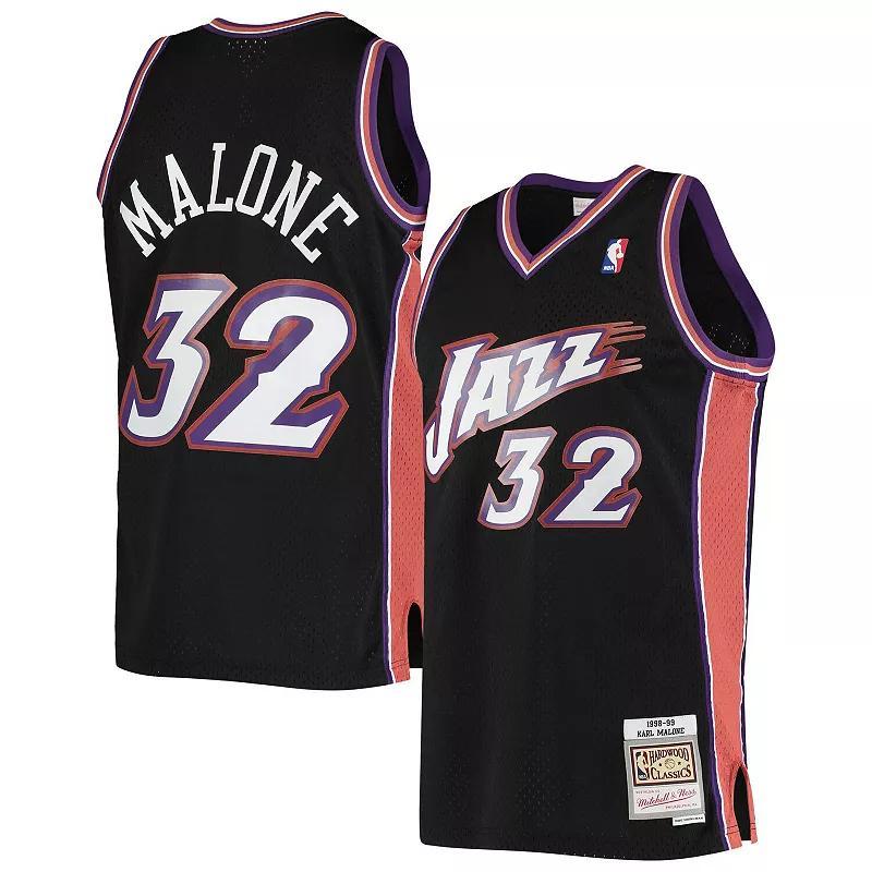 Mens Mitchell & Ness Karl Malone Black Utah Jazz 1998-99 Hardwood Classics Swingman Jersey Product Image