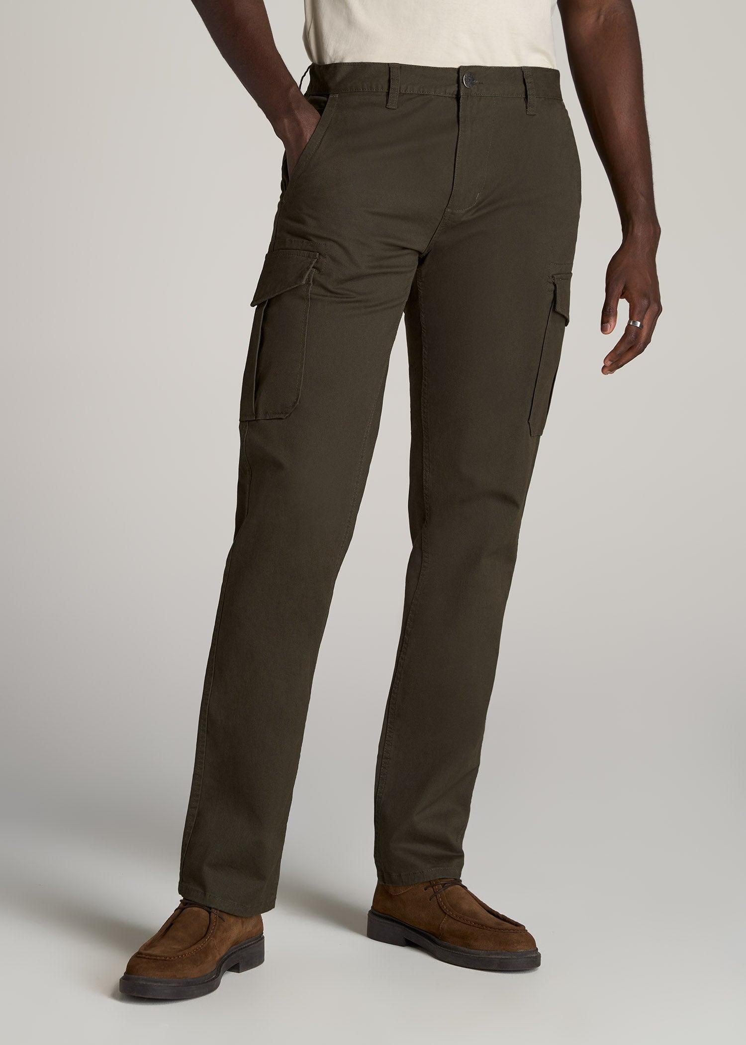 Stretch Twill SLIM-FIT Cargo Pants for Tall Men in Camo Green product image