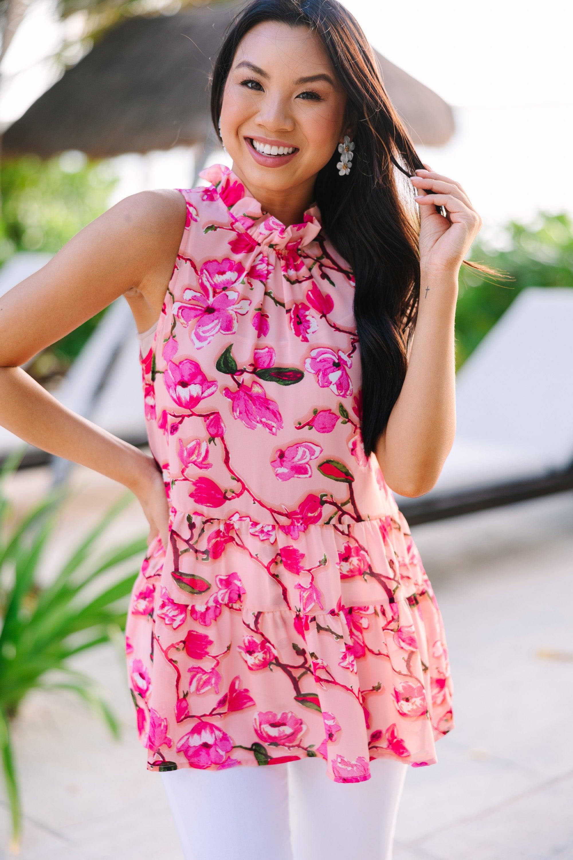 Making Promises Blush Pink Floral Tank Female Product Image