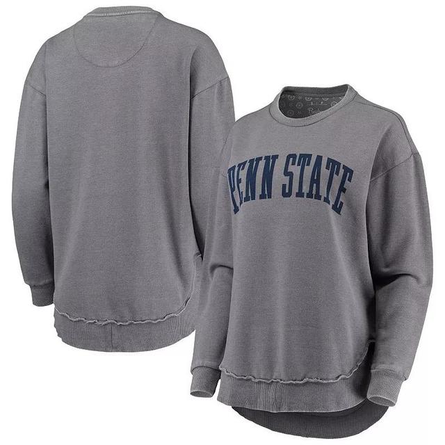 Womens Pressbox Heathered Gray Penn State Nittany Lions Vintage Wash Pullover Sweatshirt Product Image