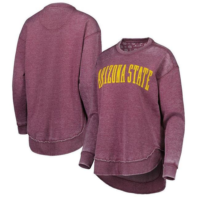 Womens Pressbox Maroon Arizona State Sun Devils Vintage Wash Pullover Sweatshirt Product Image