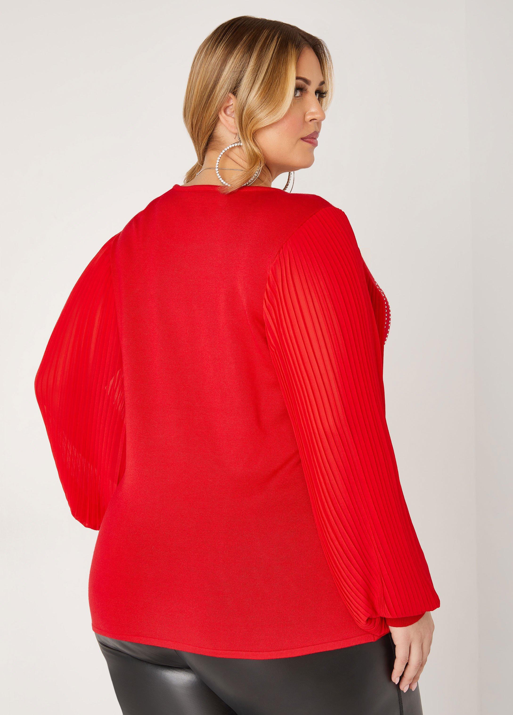 Pleated Sleeve Crystal Sweater Product Image