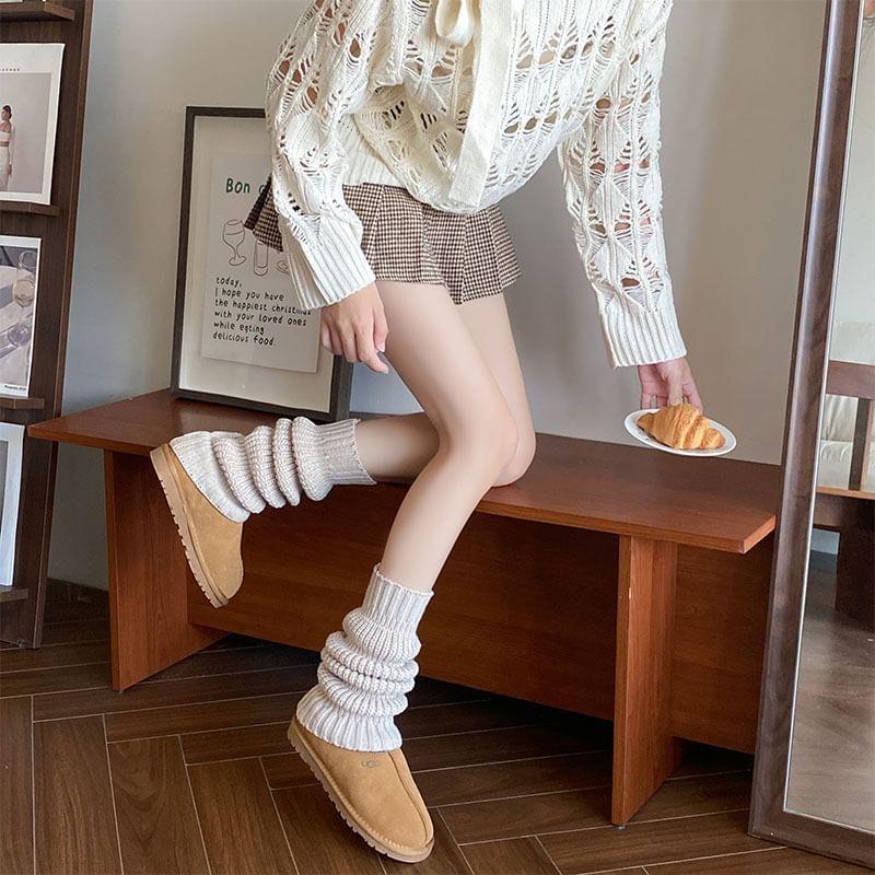 Plain Chunky Knit Leg Warmers Product Image