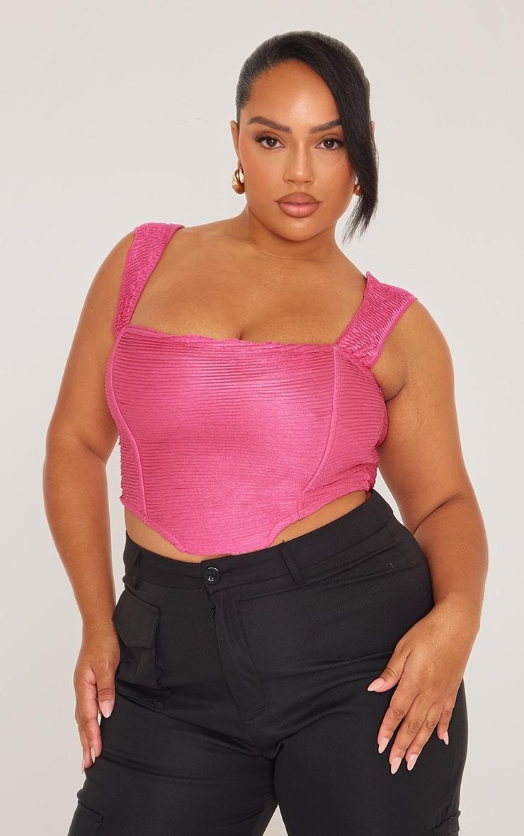 Plus Pink Textured Corset Top Product Image