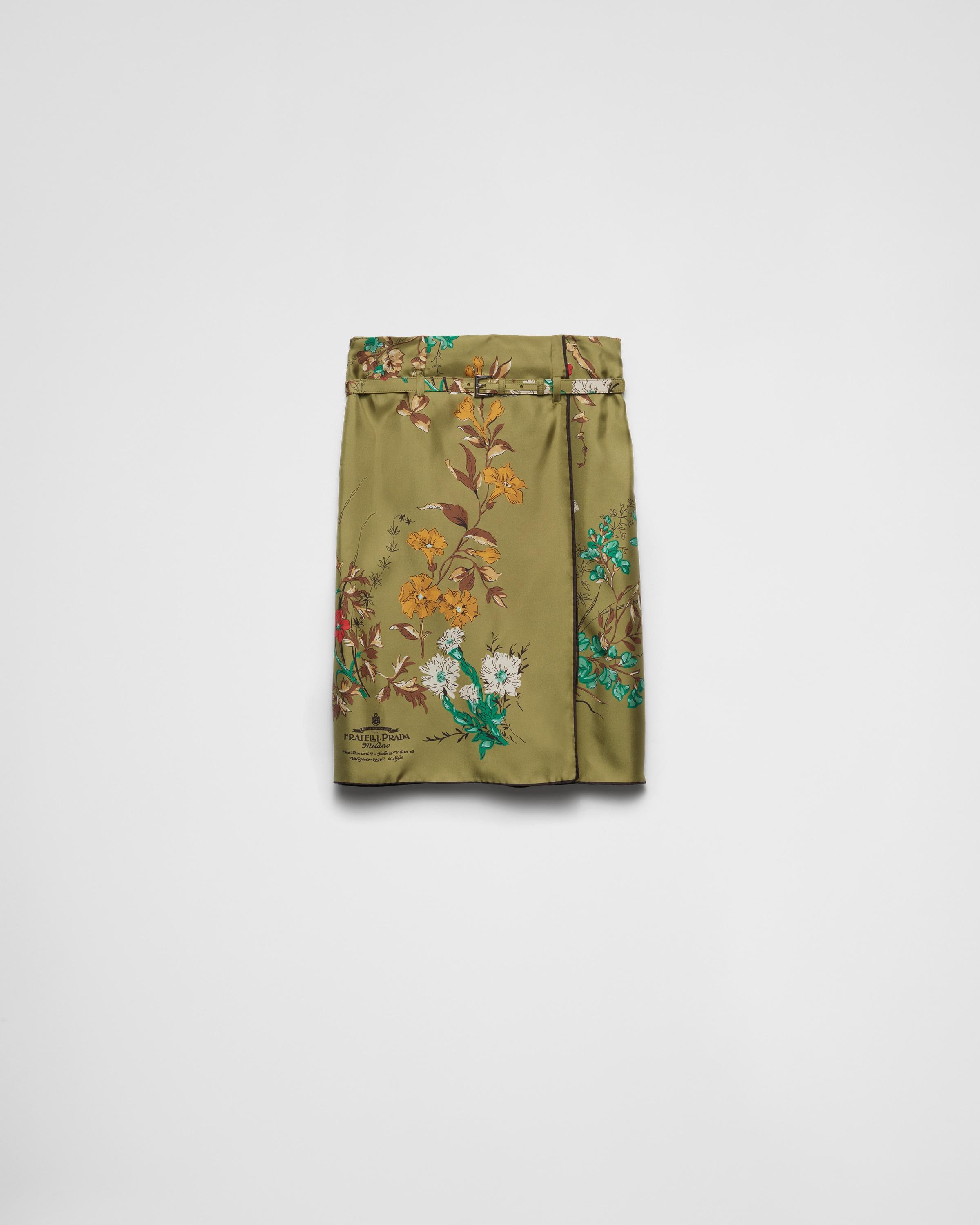 Printed silk twill skirt Product Image