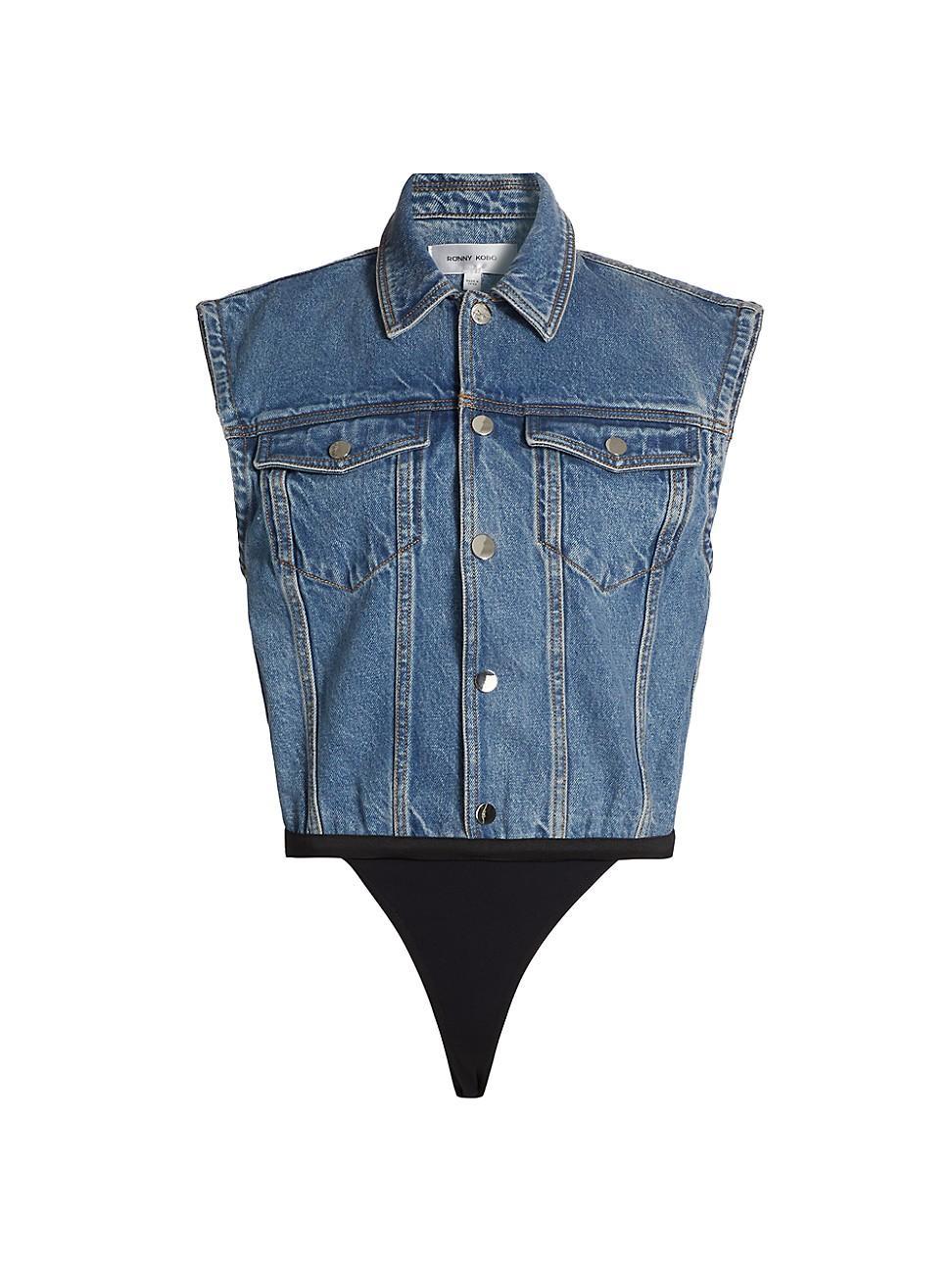 Womens Carlyle Denim Sleeveless Bodysuit Product Image