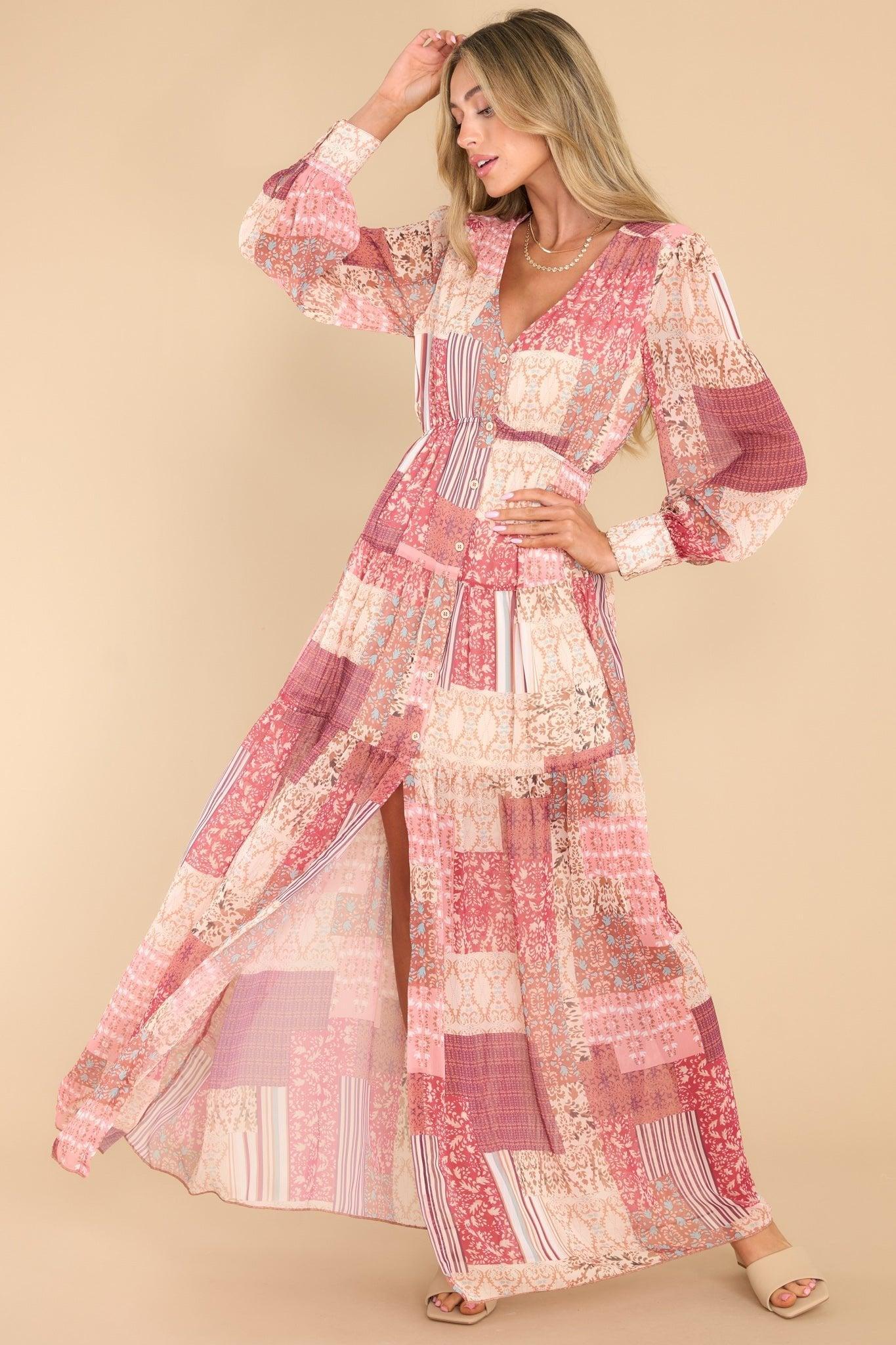 Be An Example Ruby Patchwork Print Maxi Dress Pink Product Image