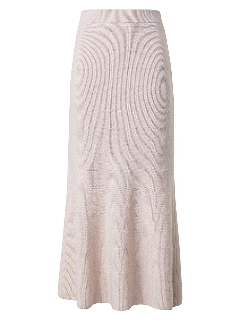 Womens Cashmere Ribbed Midi-Skirt Product Image