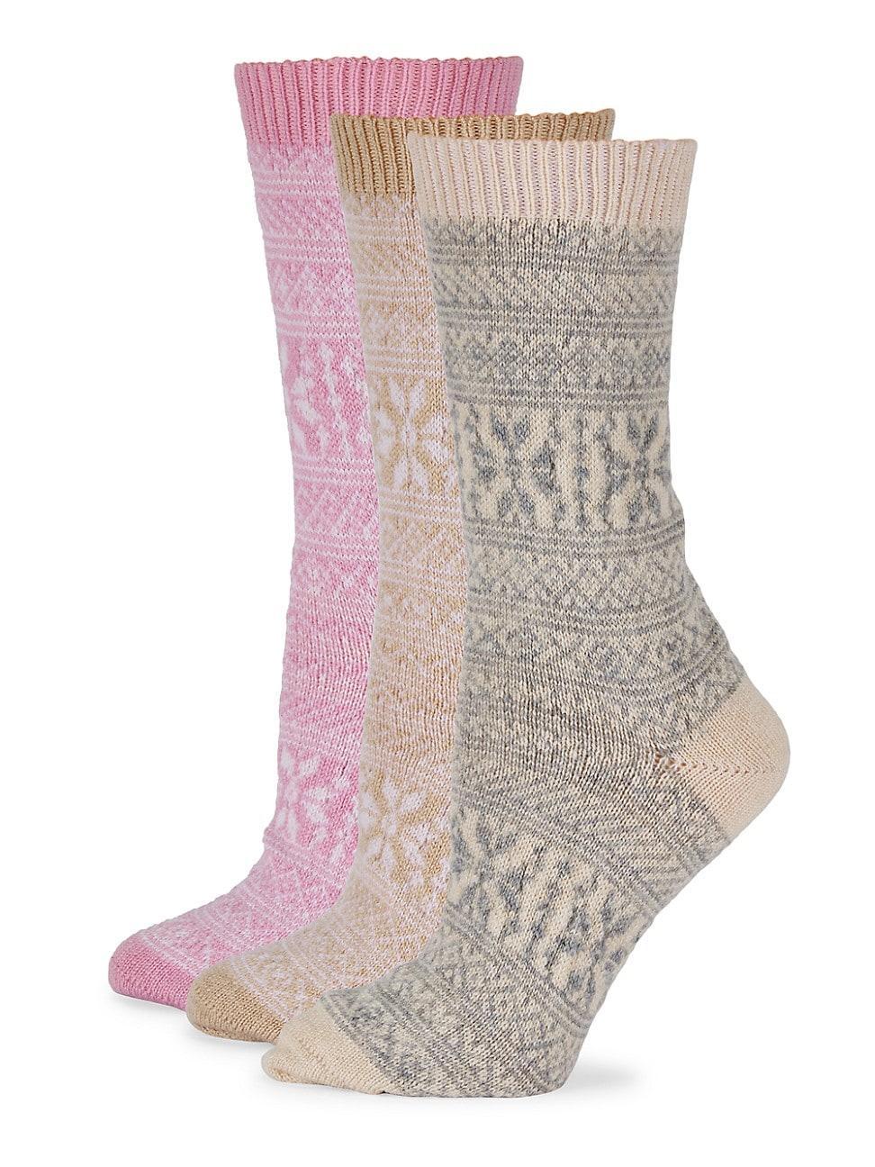 Womens 3-Pack Snowflake Cashmere-Blend Crew Socks Product Image