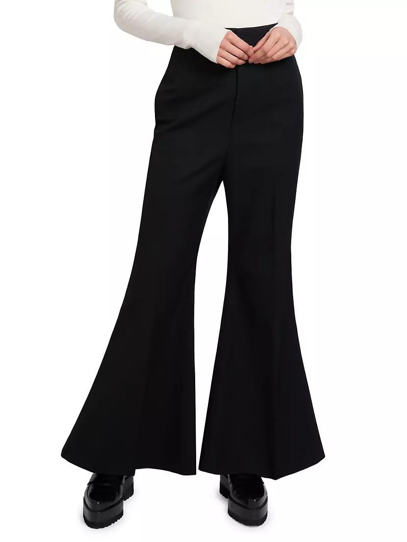 Wool-Blend Wide Leg Kick Trousers Product Image