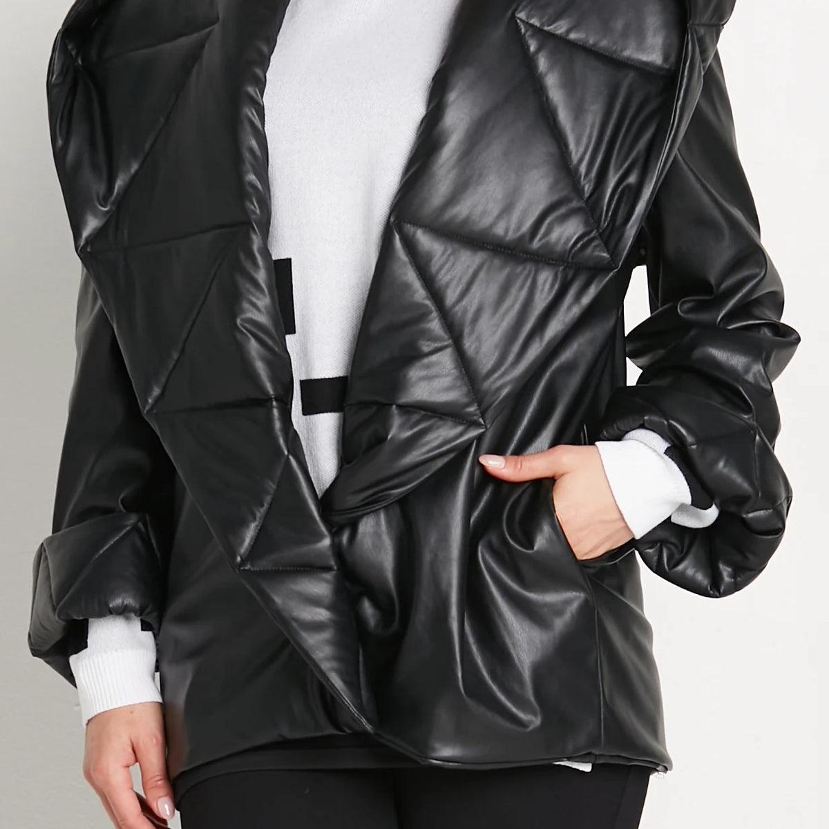 Vegan Leather Puff Jacket Product Image