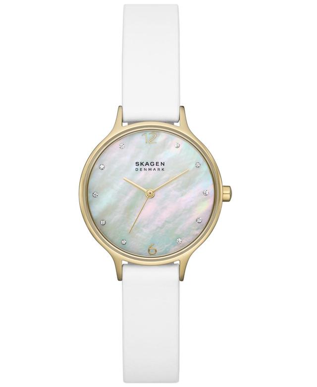 Skagen Womens Anita Lille Three Hand White Leather Watch 30mm Product Image