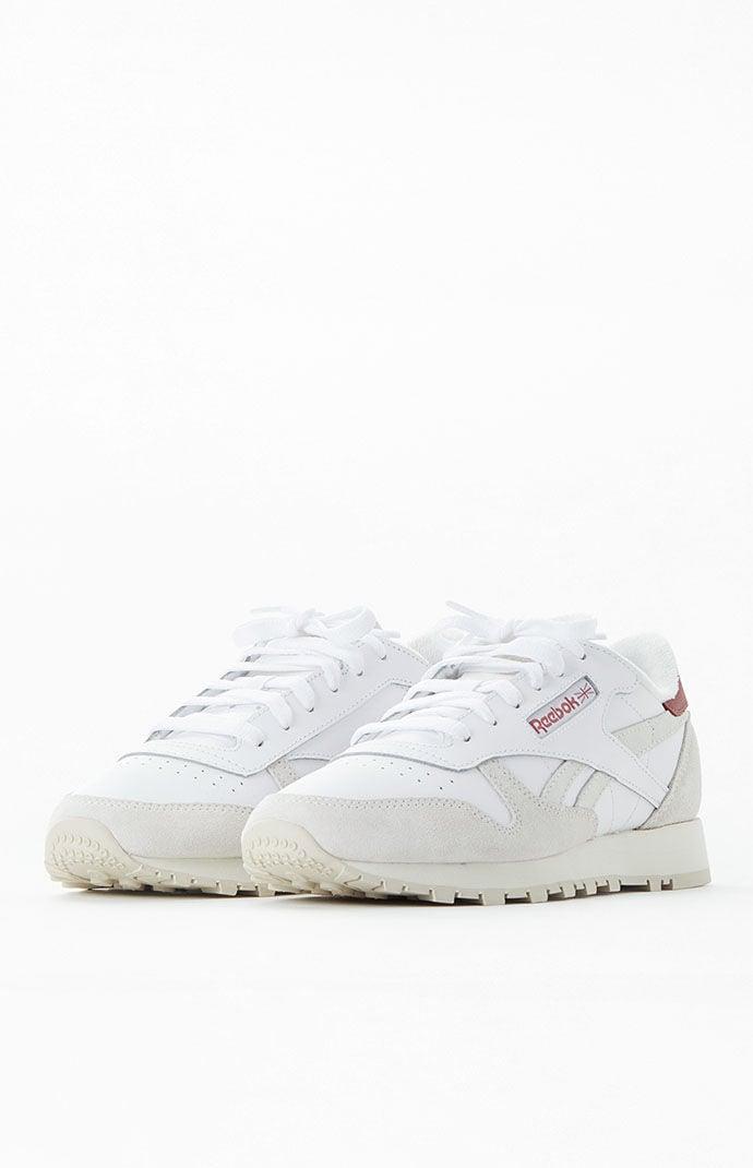 Reebok Women's Classic Leather FOMO Sneakers in White/Red - Product Image