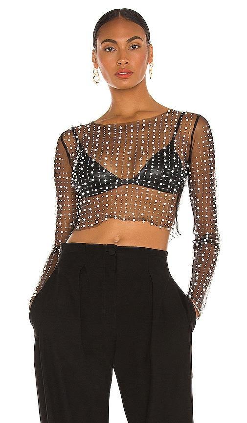 Beach Bunny Look and Glisten Pearl Mesh Top Size XS. Product Image