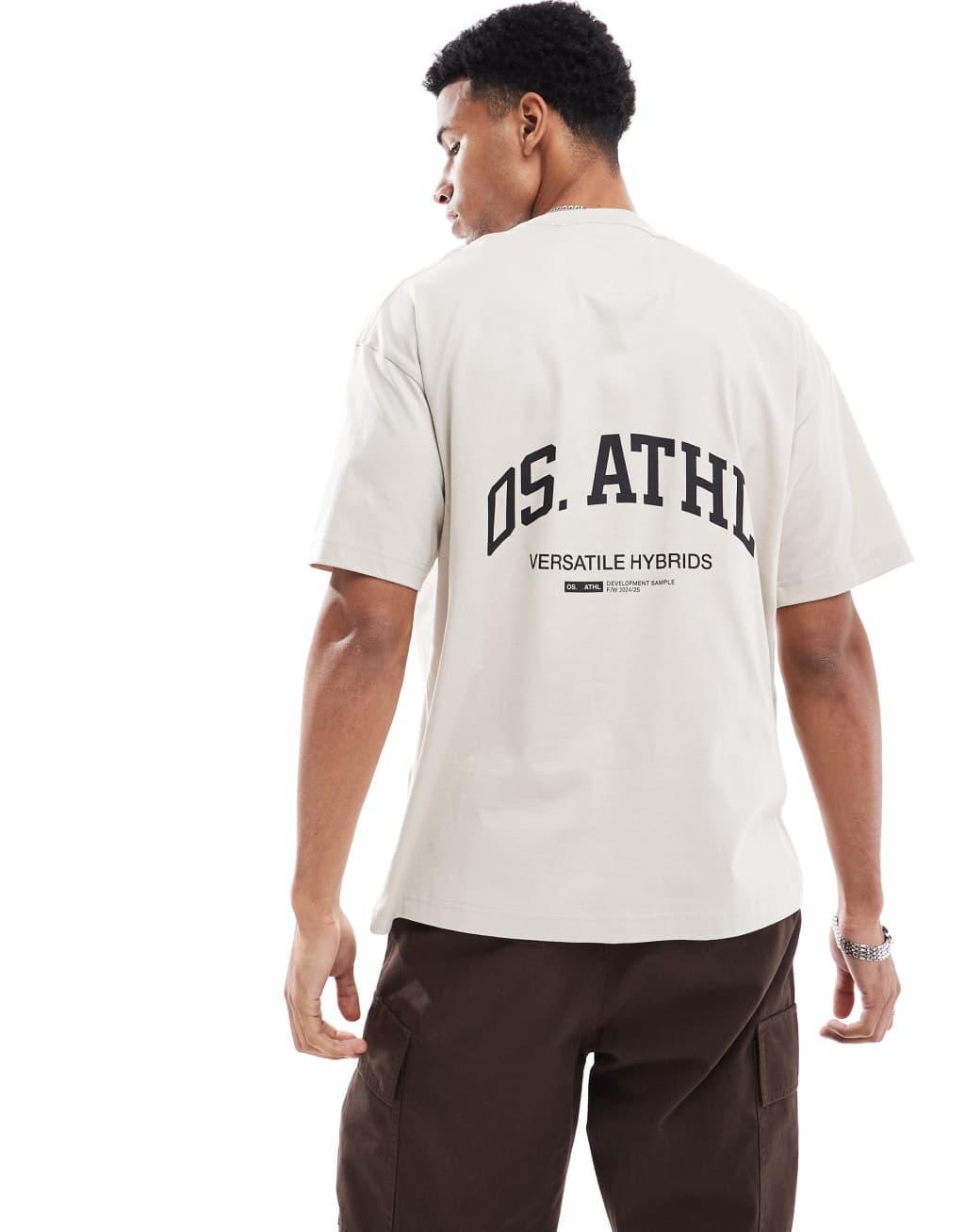 ONLY & SONS T-shirt with athlectics print in beige Product Image