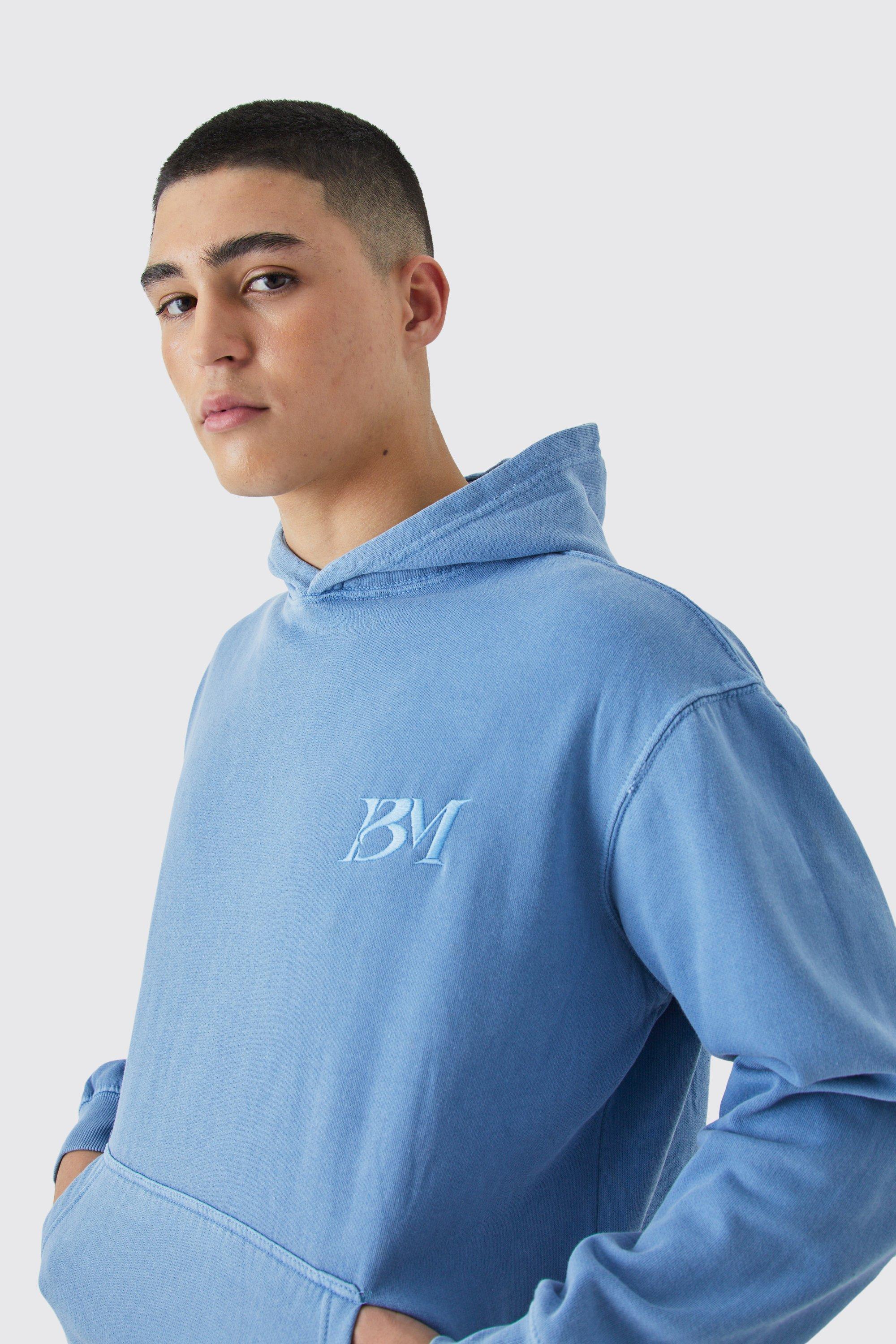 Oversized Washed Embroidered Hoodie | boohooMAN USA Product Image