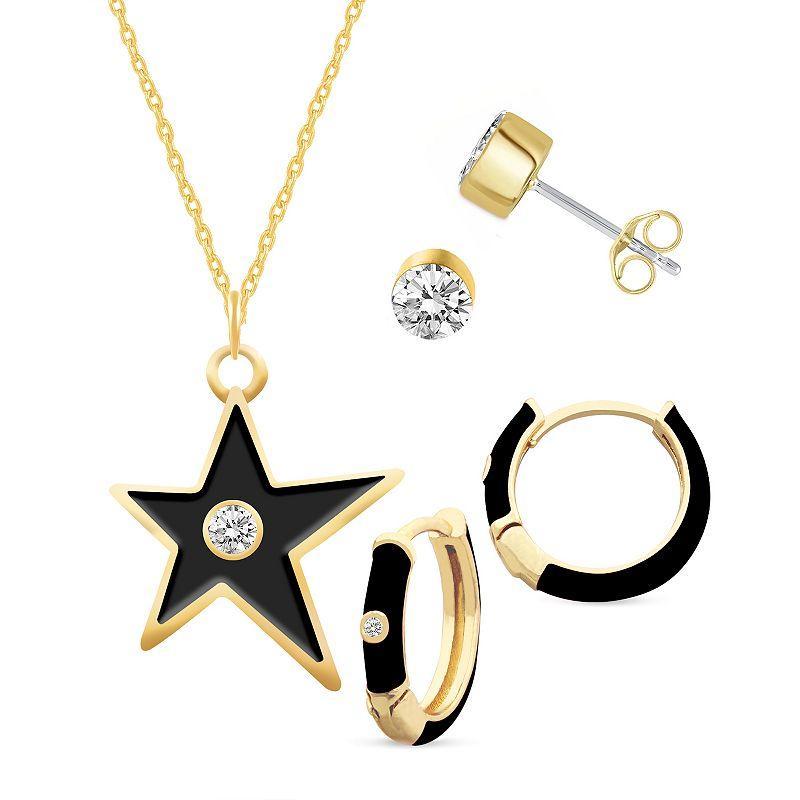 Crystal Enamel Necklace and Earring Set, 3-Piece Product Image