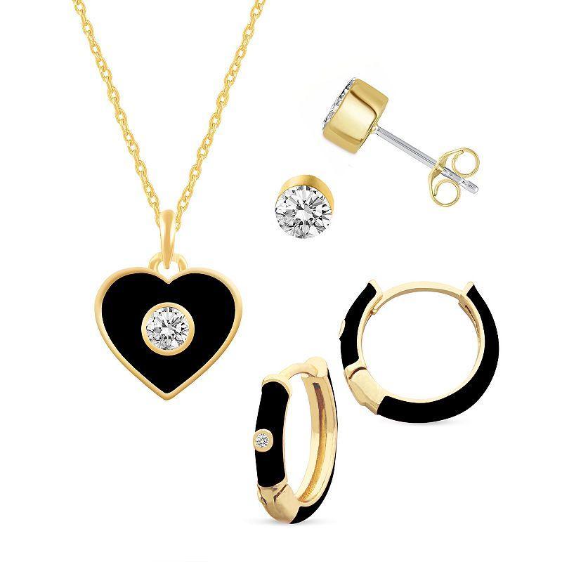 Crystal Enamel Necklace and Earring Set, 3-Piece Product Image