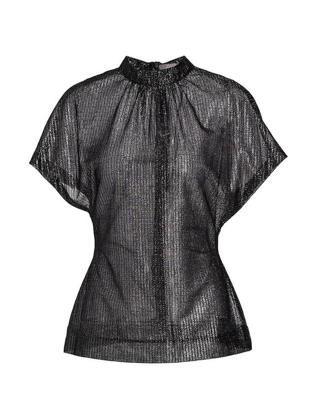 Womens Metallic Silk-Blend Tulle Blouse Product Image