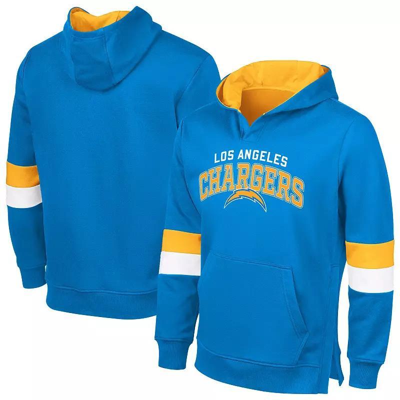 Mens G-III Sports by Carl Banks Powder Blue/Gold Los Angeles Chargers Adaptive Faceoff Pullover Hoodie Product Image