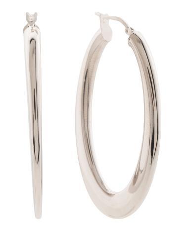 Sterling Oval Hoop Earrings For Women Product Image