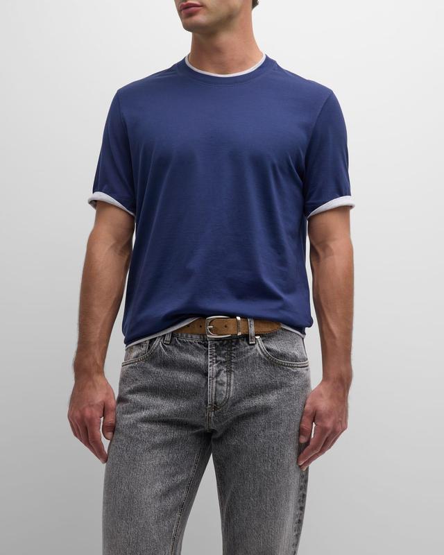 Mens Crewneck T-Shirt with Faux-Layering Product Image