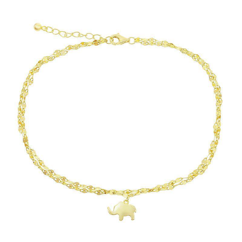 Mirror Chain Elephant Charm Anklet, Womens Gold Tone Product Image