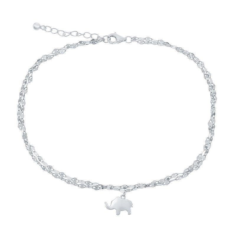 Mirror Chain Elephant Charm Anklet, Womens Gold Tone Product Image