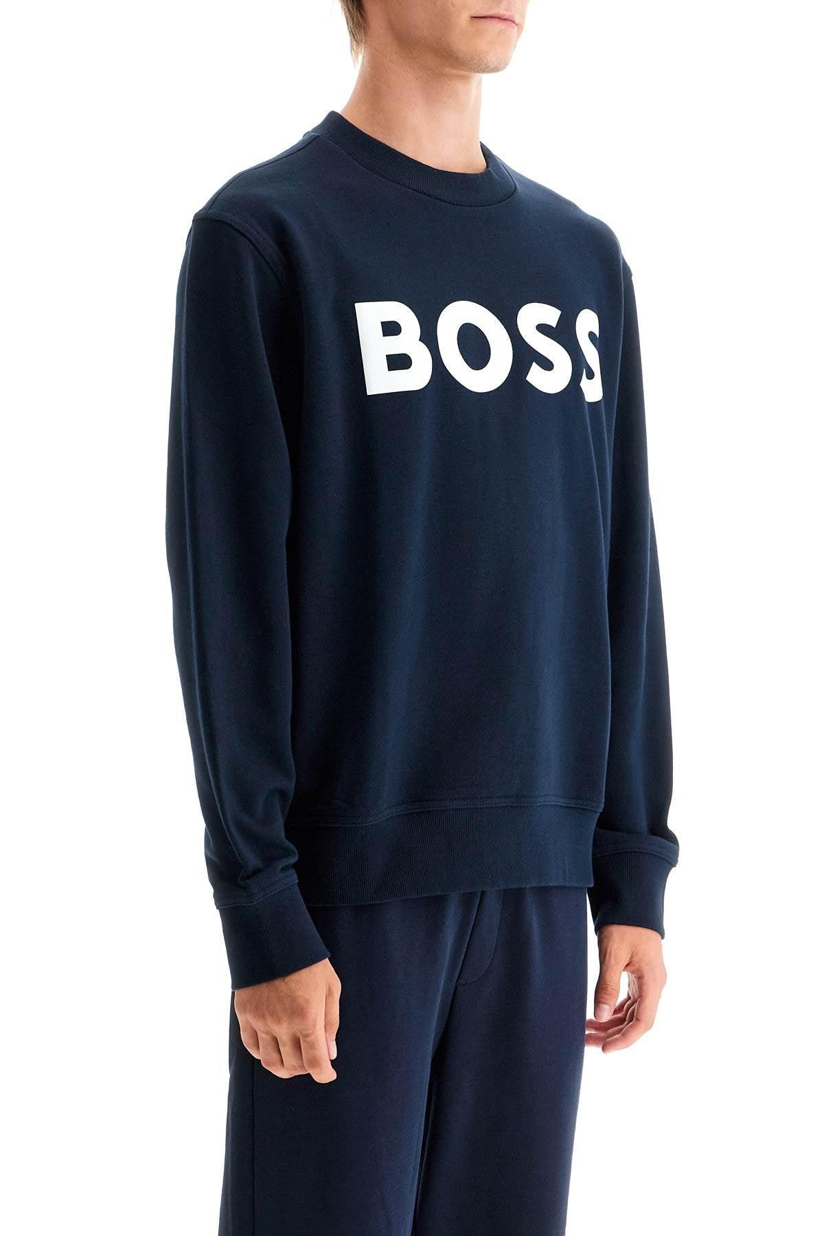 HUGO BOSS Logo Printed Crewneck Sweatshirt In Blue Product Image