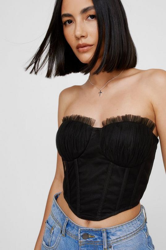 Tulle Lace Up Back Corset Top Product Image