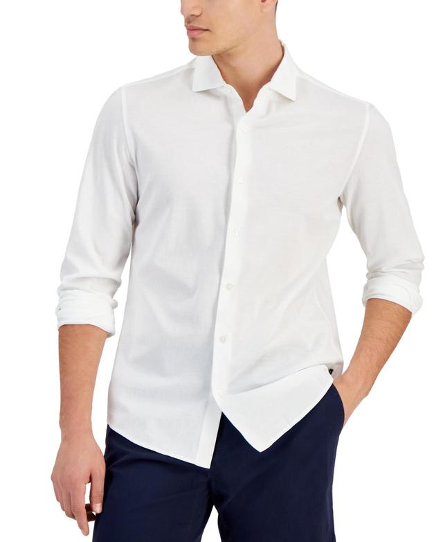 Michael Kors Mens Slim-Fit Stretch Pique Button-Down Shirt Product Image