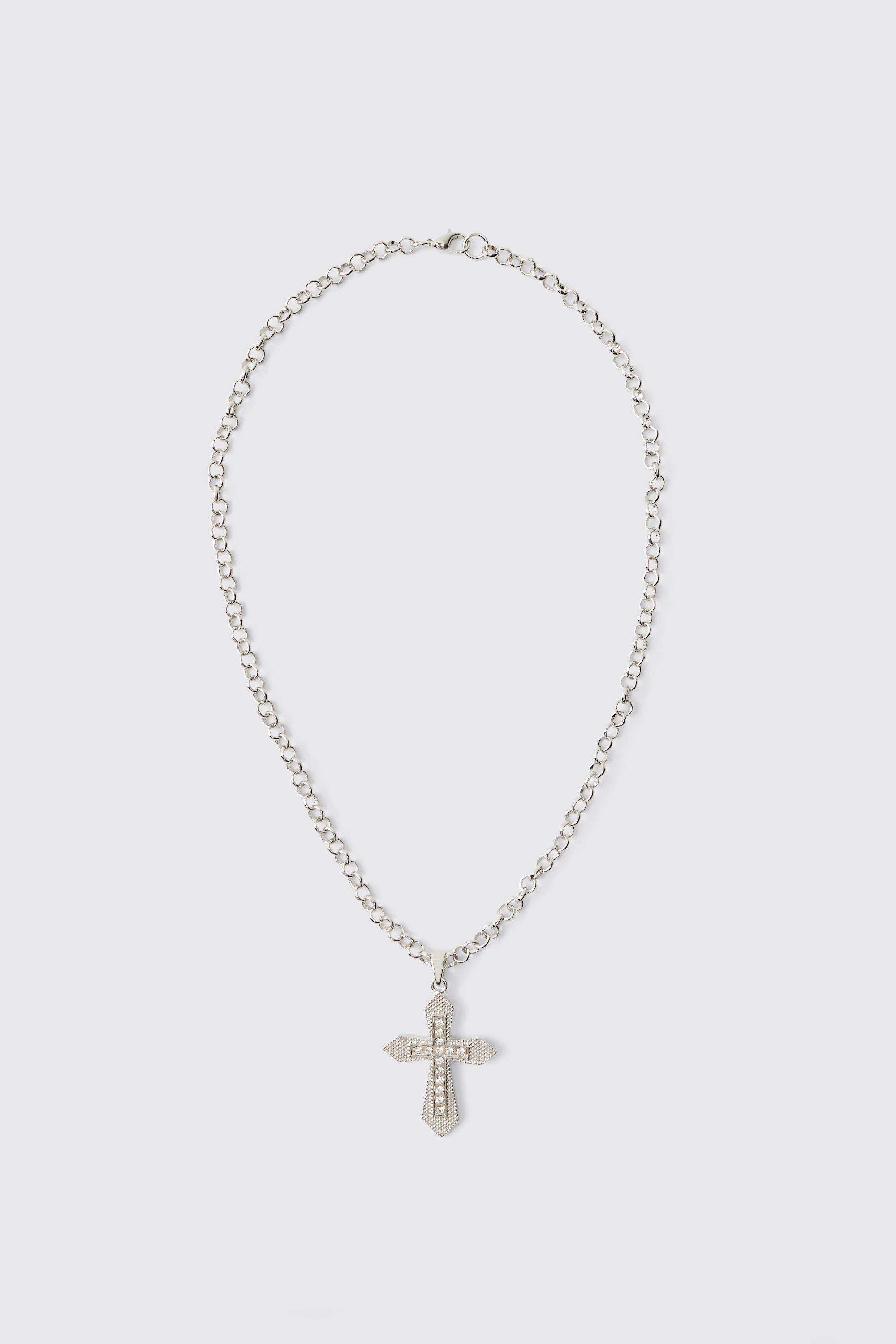 Silver Cross Necklace | boohooMAN USA Product Image