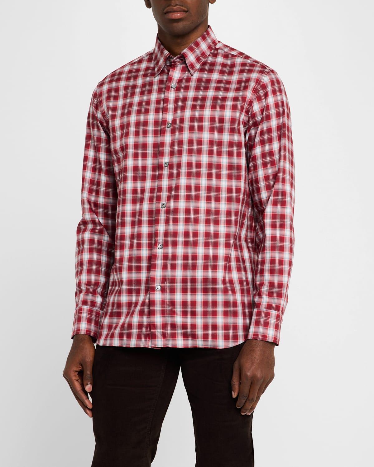 Mens Cotton Check Casual Button-Down Shirt Product Image