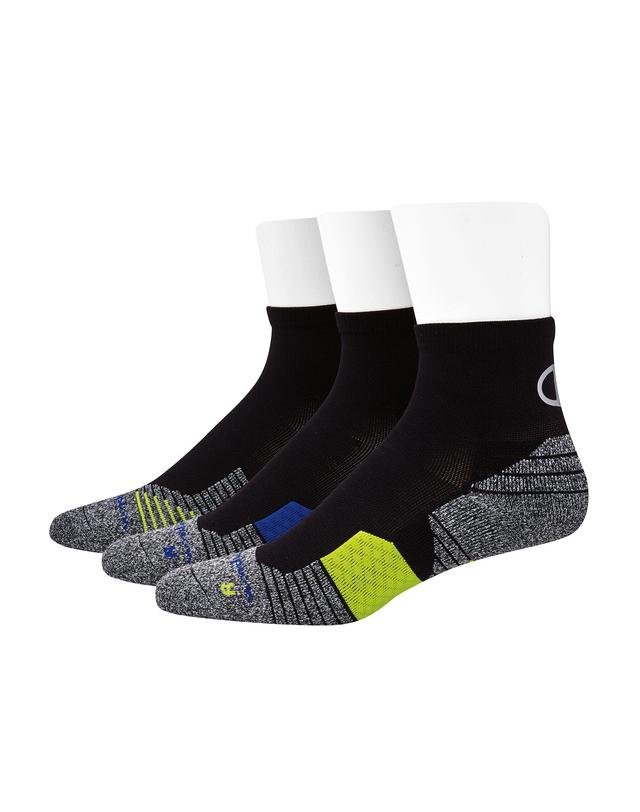 Champion Mens Ankle Socks, 3-Pairs Black Assorted 6-12 Product Image