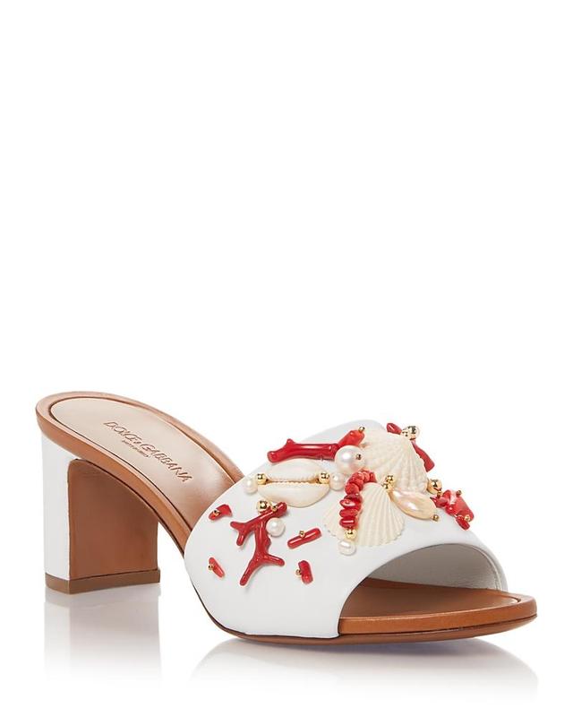 Dolce & Gabbana Womens Embellished Leather Mule Sandals Product Image