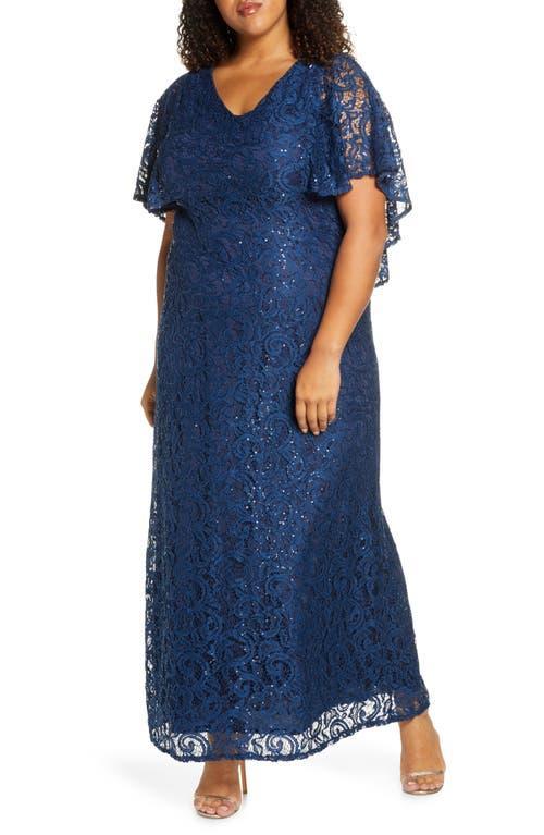 Kiyonna Celestial Cape Sleeve Lace Gown Product Image