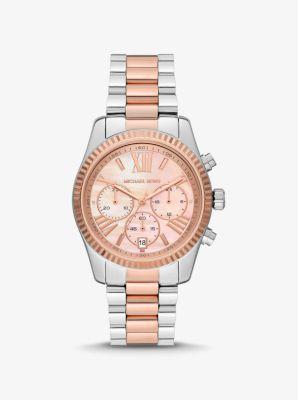 Michael Kors Womens Lexington Lux Chronograph Gold-Tone Stainless Steel Bracelet Watch 38mm Product Image